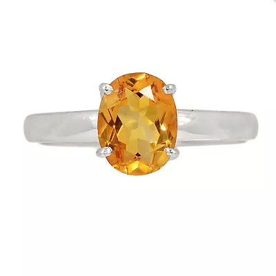 Natural Citrine - Brazil 925 Sterling Silver Ring Jewelry S.10 CR41239 • £12.16