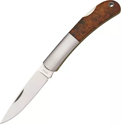 Moki Pliant Lockback Quince Brown Wood Folding AUS-8 Pocket Knife 100J • $138.85