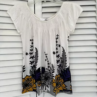 NEW - H&M Shirt - Women’s Small S - Short Sleeve Floral Smocked Blouse Top • $11.99