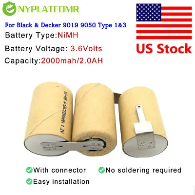 4/5SC 2000mAh For Black Decker 3.6V Ni-MH Battery Pack 9019 9050 Type 1 3 • $21