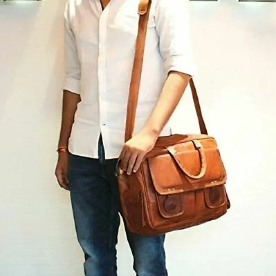 Bag Satchel Briefcase Laptop Leather Vintage Men Shoulder Messenger Hard Graft • $61.84