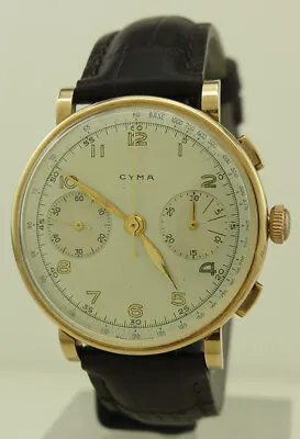 Cyma 1940s 14k Gold 38mm Manual Cal.400L (Valjoux 22) Two Register Chronograph  • $4550