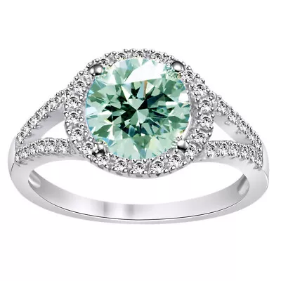 $0.99 • Buy 3.05 Ct Vvs1,: Blue White Round Moissanite Diamond Engagement Silver Ring Size 7