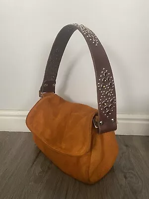 Tylie Malibu Suede Leather Bag Burnt Orange Rhinestone Handle • $59.99