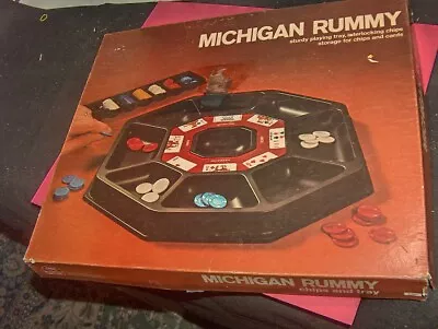Vintage Michigan Rummy Plastic Playing Tray Chips 1974 In BOX  ES Lowe  #2466   • $12