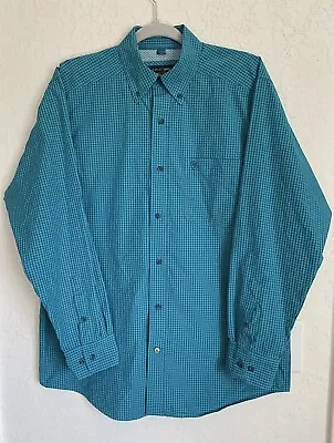 Ariat Shirt Men's Medium Pro Series Button-Down Long Sleeve Blue Western Cowboy • $22.49