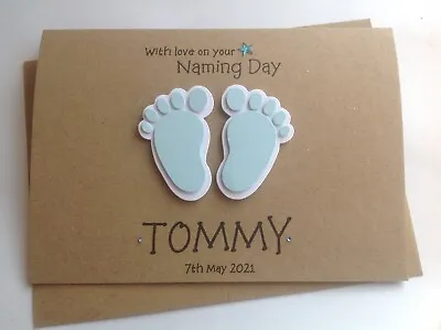 Handmade Personalised Naming Day Card....boy/girl Name And Date • £3.95