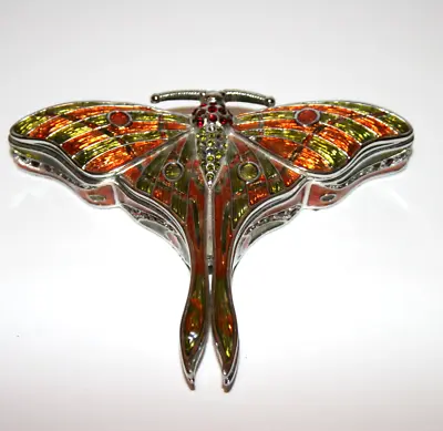 Vintage Metal Butterfly Dragonfly Magnetic Trinket Box 4 1/4  X 3 1/2  • $22.46
