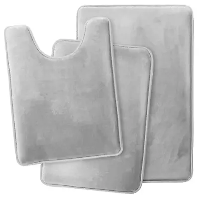 Memory Foam 3 PC Bathroom Rug Absorbent Bath Mat Set Small Large And Contour Rug • $26.99