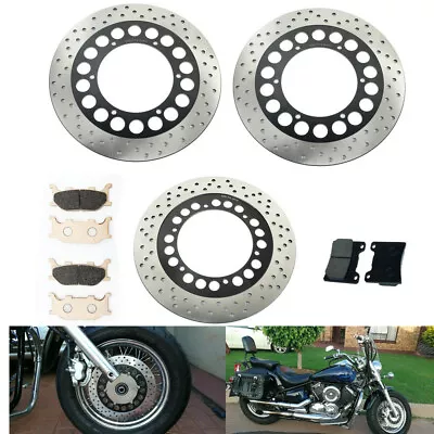 V Star 1100 Front Rear Brake Rotors And Pads For Yamaha XVS1100 Custom 2000-2008 • $168.75