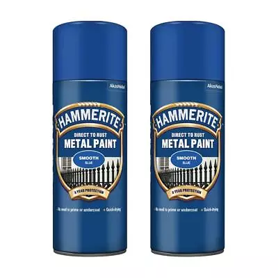 3x Hammerite Direct To Rust Smooth Blue Aerosol Quick Drying Spray Paint 400ml • £32.99