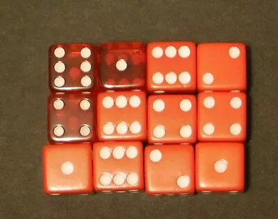 6 Sided Red Acrylic Dice Lot Of 12 • $4.99