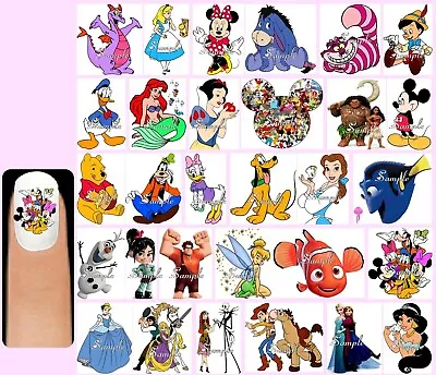 60x DISNEY CHARACTERS Nail Art Decals + Free Gems Mickey Minnie Mouse Princesses • $5.18