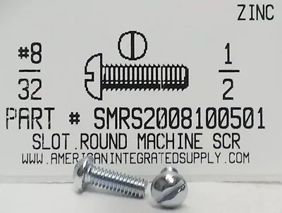 #8-32x1/2 Round Head Slotted Machine Screws Steel Zinc Plated (50) • $8.75