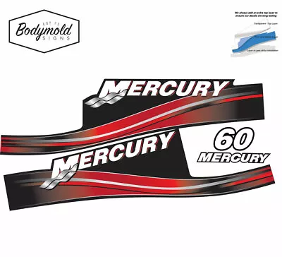  Mercury 2017 Outboard Decals 2 Stroke 60hp RED Set • $55.91