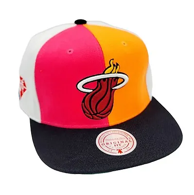 Miami Heat Mitchell & Ness NBA Team Era Pinwheel Snapback OSFM Hat Cap NEW  • $19.95