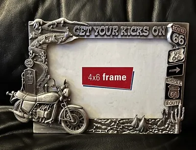 Route 66 Metal 3D Picture Frame 4 X 6 Motorcycle Cactus Teepee Gas NWOT Pewter • $14.99