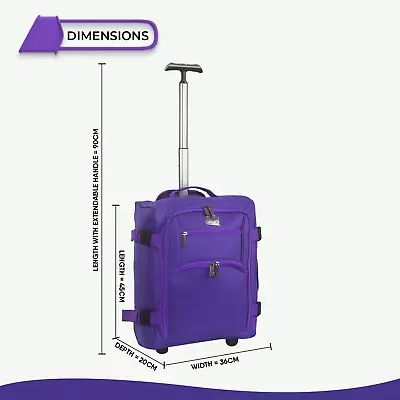 Lightweight Travel Bag Hand Luggage Suitcase Cabin Bag Trolley 47x36x20cm 1.5 KG • £19.99