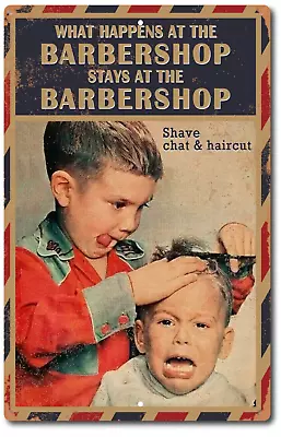 TIN SIGN Shaving Parlor Barber Shop Cottage Razor Shave Rustic Vintage Look . • $13.95