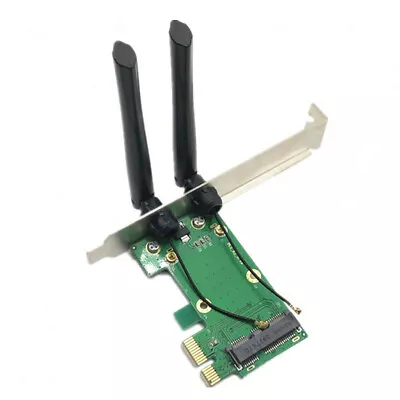 Wireless Wifi Network Card Mini PCI-E To PCI-E 1X Desktop Adapter + 2 Antennas • $6.99