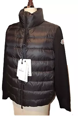 MONCLER Cardigan Tricots Mixed Media Jacket  Black Down Puffer + Coat Sz XLarge • $429.99