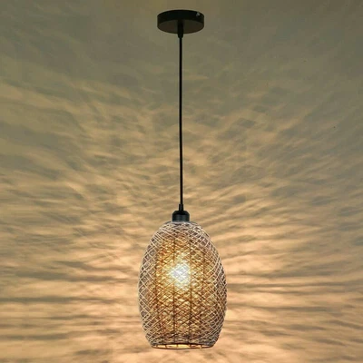£16.36 • Buy Rattan Wicker Ceiling Pendant Light Shade Hanging Light Antique Lampshade