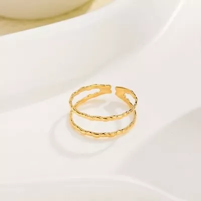 M&T Gold Plated Stainless Steel Open Ring Adjustable Ring One Piece JWYC71 • $2.90
