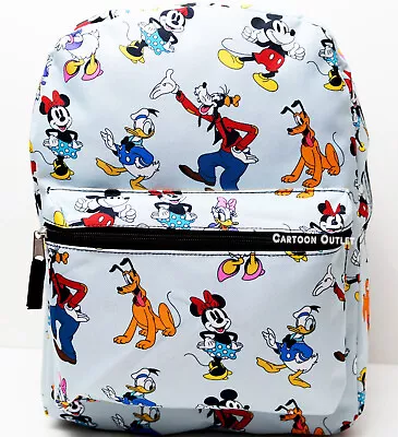 Disney Mickey Goofy School Backpack 16  Donald Pluto Minnie Art Print Large Bag • $17.99