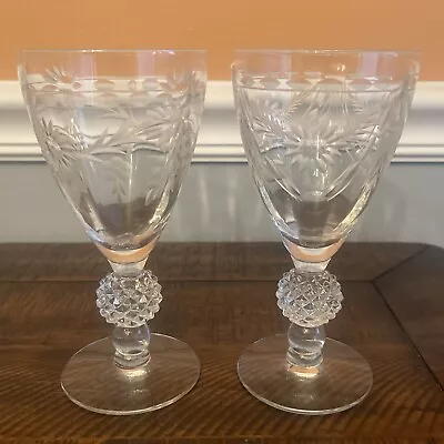 Vintage Morgantown Golf Ball  Style Iced Tea Glasses Etched Sunflowers Swags • $49.99