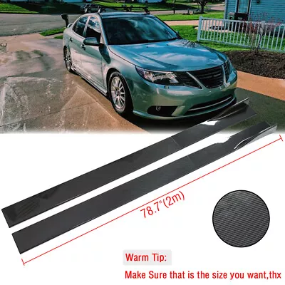 Carbon Fiber 78.7'' Side Skirt Extension Rocker Panel Lip For Saab 9-3 2000-2011 • $99.11