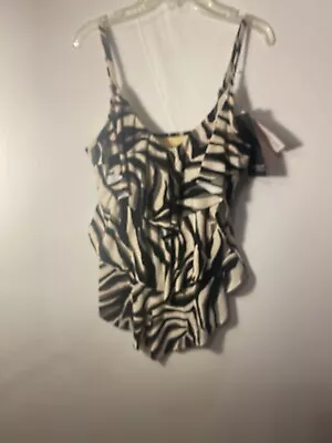 Magicsuit By Miraclesuit Swimsuit Tankini Top Sz 8 Black Safari Rita Swim NWT • $23.69