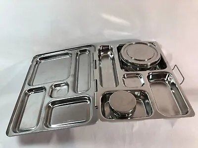 PlanetBox 5 Compartment Lunch Planet Box Stainless Steel Locking W/ 2 Containers • $29.99