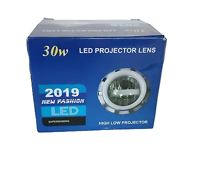 2019 Motorcycle Headlight Led Projector Lens Angel Devil Eyes Spotlight Bulb 30W • $15.98