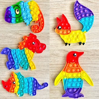 £5.99 • Buy Pop Popper Fidget Toy Push It Poppet Bubble Autism Anxiety Tool Animal Shapes