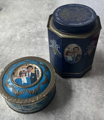 2x PRINCE CHARLES LADY DIANA VINTAGE TOFFEE TIN ROYALTY 1981 • £15