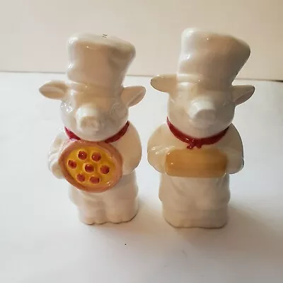 Vintage Pigs Salt & Pepper Shakers Chef Hats Pizza Dough China Pre-owned READ • $16.30