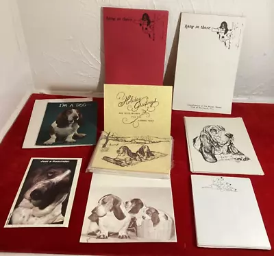 Vintage Assorted Basset Hound Dog Greeting Cards Notepads Various Themes • $15