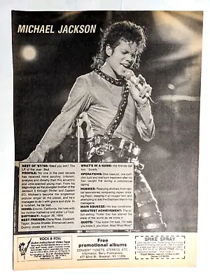 Michael Jackson Live / Heart / Mini Bio / Magazine Full Page Pinup Clipping • $12.99
