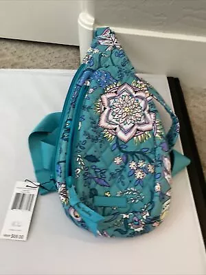 NWT Vera Bradley Essential COMPACT Sling Bag Backpack ~ PEACOCK GARDEN • $41