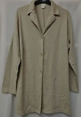 Women's Beige  Marl Longline Cotton Long Sleeve Top/ Jacket Size 20 • £5.50