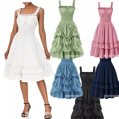 Steampunk Women's Dress Sleeveless Suspender Skirt Victoria Renaissance Dresses • $33.99