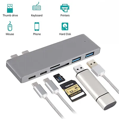 $24.99 • Buy 6in1 Type-C Hub Adapter Charging Reader USB 3.0 For MacBook Pro Mac PC Laptop AU