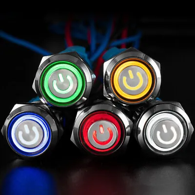 16mm 12V LED ON OFF Waterproof Stainless Steel Latching Push Button Power Switch • $18.59