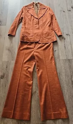 Vintage 70s Women’s Homemade Orange/Rust Bellbottom Suit • $25