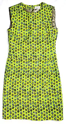 Megan Park Womens Floral Silk Sleeveless Crew Neck Dress Size 3 Large • $68