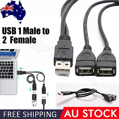 $5.15 • Buy Double USB Extension A-Male To 2 A-Female Y Cable Cord Power Adapter OZ