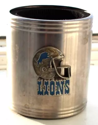 Detroit Lions Embossed Logo Metal Beer Canned Drink Koozie Silver • $15