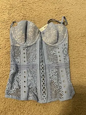 New VICTORIA'S SECRET BLUE LACE BRA BODYSUIT Size 34B $88+ Tax • $37.99