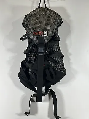 Osprey Medium Aether Backpack 30L USA Made Hiking Bag Day Black Grid VTG READ • $94.77