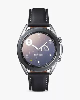 Samsung Galaxy Watch 3 41mm Stainless Steel Leather Strap Silver C Grade • £71.99